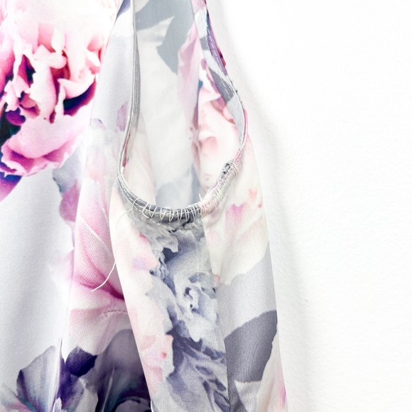 Tahari Arthur S Levine White & Pink Floral Button-Up Sleeveless Blouse - Picture 8 of 10